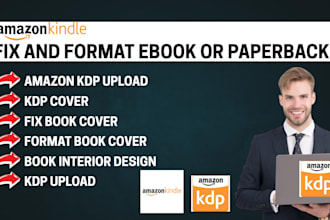 fix and format ebook or paperback rejected cover and book for amazon kdp upload