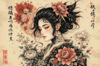 do awesome illustration in traditional japanese tattoo style