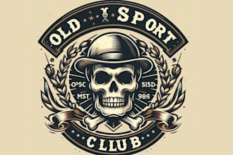 design golf sport club emblem with skull in hat logo