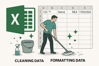do data entry, clean, format, merge, split in excel