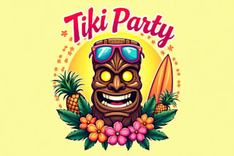 design outstanding tiki bar party mascot logo design with express delivery