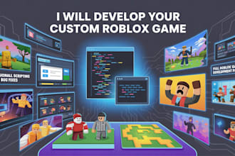 develop your roblox simulator, roleplay, hood game with scripting and animation