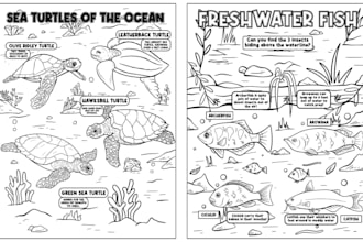 design unique coloring book pages illustration for children