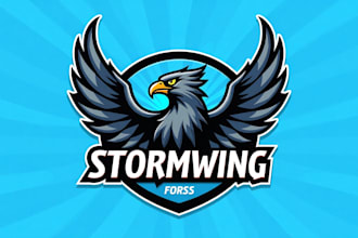 design realistic storm wing bird mascot logo with unlimited revision