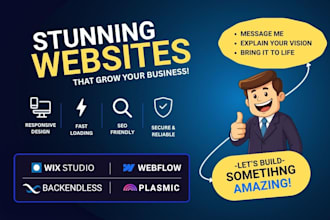 build website using webflow wized xano plasmic wix studio backendless weweb