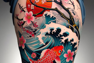 illustrate a tattoo in japanese style