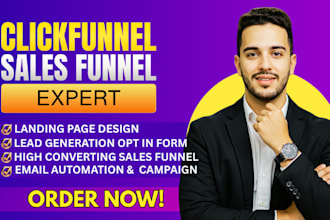 design sales funnel pages in clickfunnels, kajabi website expert
