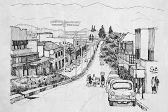 create landscape architectural and high detailed sketches