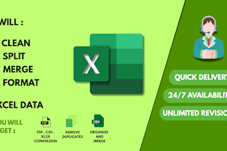 clean, format, split and organize excel data