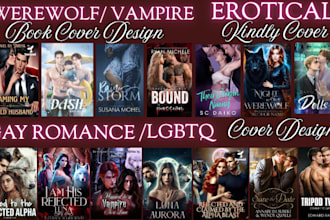 design erotic romance book cover, werewolf, bl, vampire, lgbtq book cover design