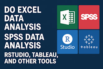 do excel data analysis, spss data analysis,rstudio , tableau