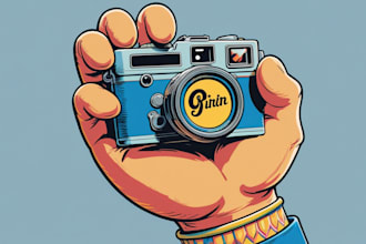 do hand lettering camera logo in my style