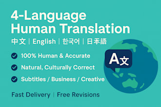 translate chinese english korean japanese accurately and professionally
