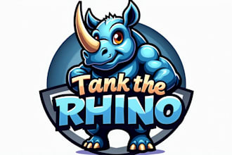 design creative tank rhino mascot logo for you with unlimited revision