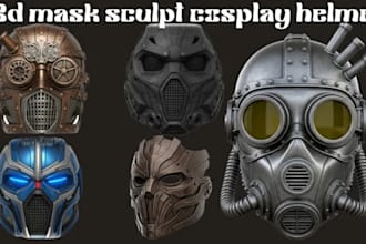 sculpt 3d mask 3d cosplay helmet custom 3d mask model 3d mask for 3d printing