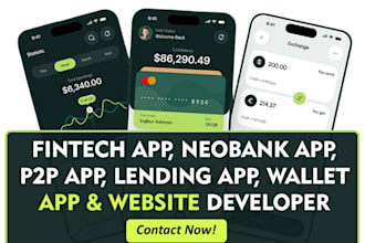 develop fintech app neobank app p2p app lending app wallet app loan app bank app