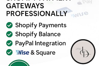 setup and integrate shopify payment gateway, shopify balance,stripe and paypal