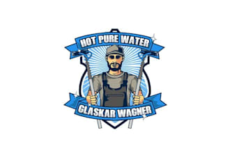 design creative hot pure water cleaning logo