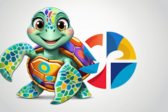 design sea turtle mascot logo with my creative thinking