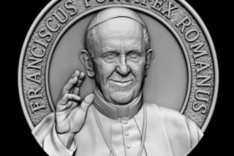 sculpt printable 3d coin model bas relief 3d medallion cnc design, stl file