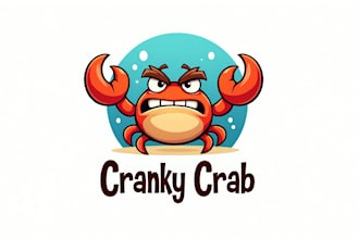 design outstanding cranky crab mascot logo for you  in 12 hours