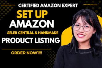 set up amazon seller central account and amazon handmade product listing