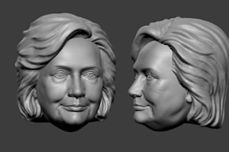 sculpt 3d character, 3d head, 3d bust for games and 3d printing and game