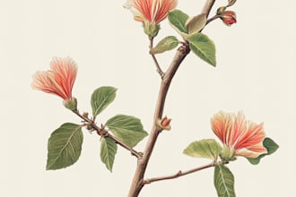 hand drawn botanical flower plants scientific illustration