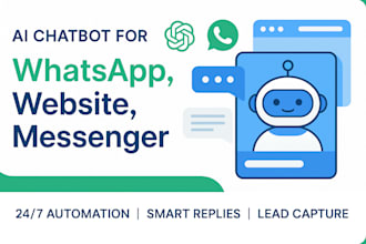 create custom ai chatbot for website whatsapp bot messenger bot or telegram bot