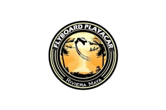 do sunset white sand beaches water and flyboard player logo