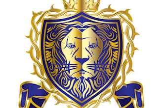 design a luxury heraldic, royal coat of arms logo