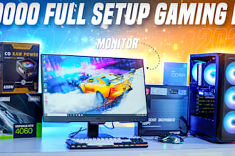 attractive PC build, gaming, tech thumbnails for youtube