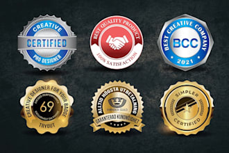 do gold seal logo design, award seal, stamp, web badge for your brand