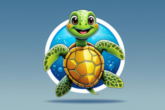 do sea turtle mascot logo in 48 hours