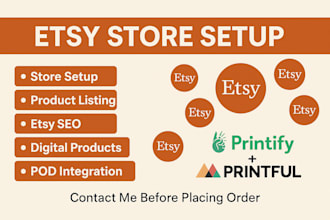 do etsy store setup, etsy SEO listings, etsy products listing, pod store setup