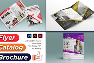 do professional flyer design, trifold, bifold, brochure, booklet and catalog