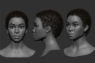 do realistic 3d head model, 3d bust, 3d face and full body model in zbrush