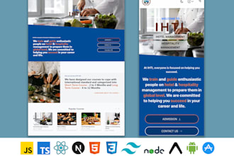 build hospitality management training institute website admin panel