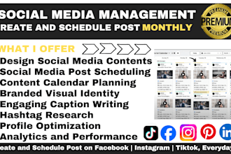 setup social media account create contents for instagram tiktok fb and schedule
