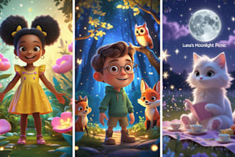 illustrate children story book illustration, picture cover art for kdp amazon