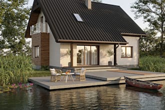 revamp 3d exterior design,small family house,cgi terrace,pooldeck,backyard patio
