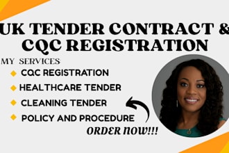 do cqc registration and write UK healthcare, cleaning, bid tenders