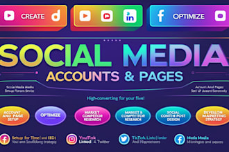 create all social media accounts and business pages setup,design and optimize