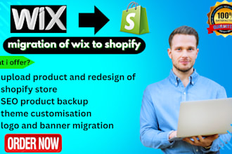 migrate your wix website to a fully functional  shopify store wixshopify