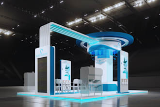 3d exhibition booth, kiosk, lobby, and small stand design