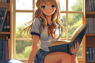 draw an anime character illustration for commercial use
