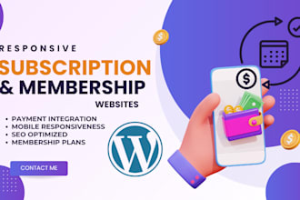 setup, design, develop wordpress membership subscription, pricing plan website