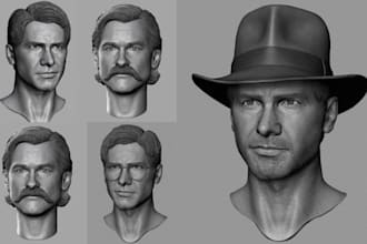 realistic 3d head model face sculpt for printing custom bust stl file in zbrush
