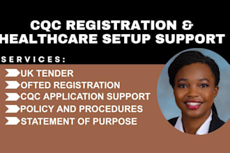 assist with UK cqc registration, policies, and healthcare startup support