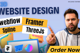 design an interactive 3d website using webflow, framer, spline or threejs